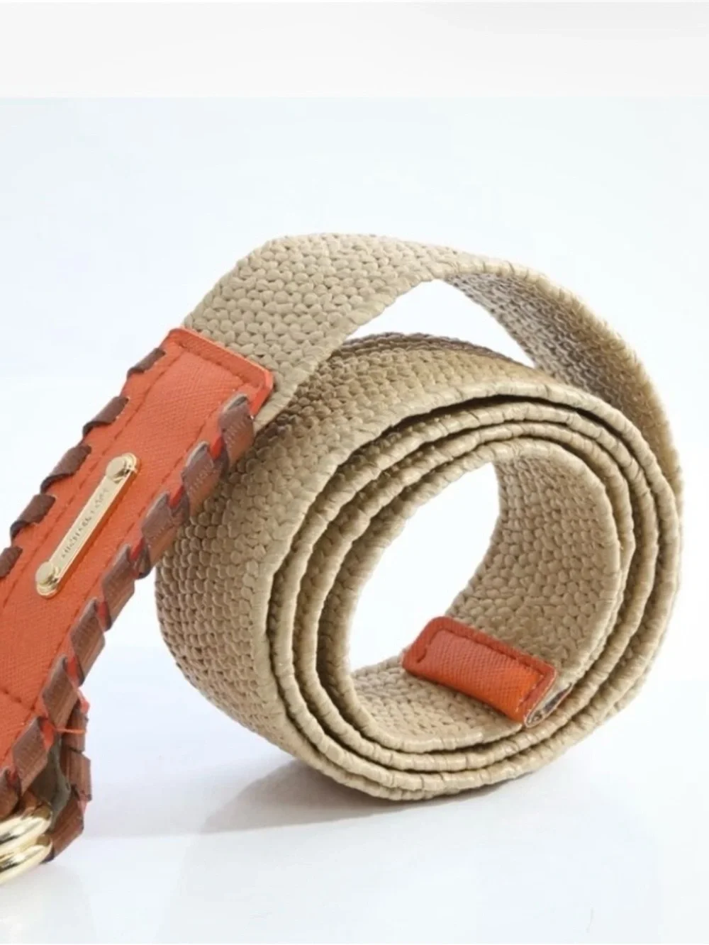 🧡🧡 MICHAEL KORS RAFFIA AND ORANGE LEATHER BELT!🧡🧡
